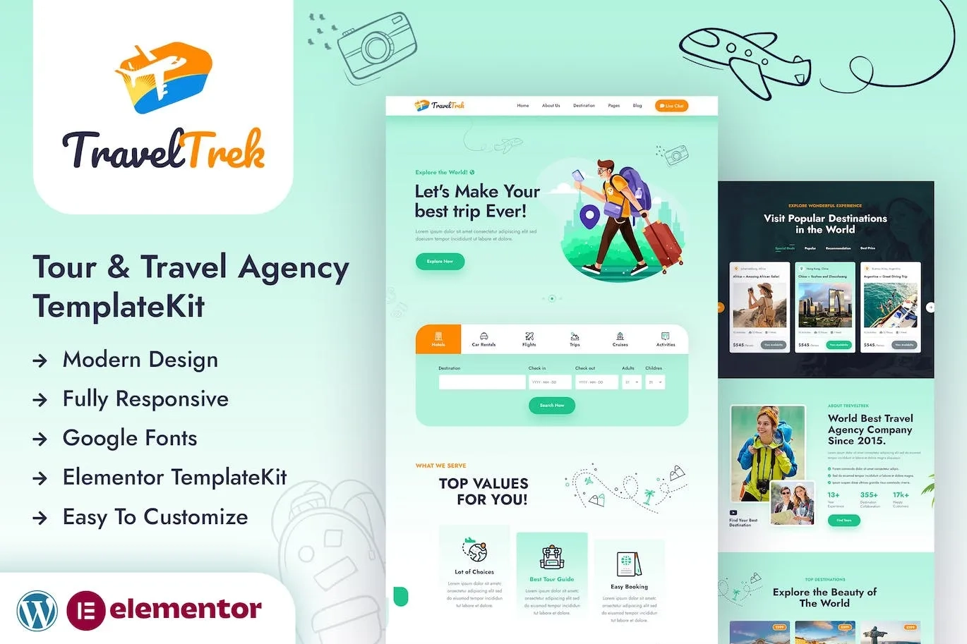 Travel Trek – Tour and Travel Agency Elementor Template
