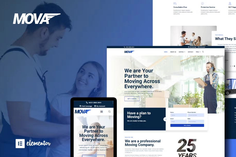 Mova – Moving Company Elementor Template