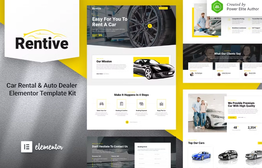 Rentive – Car Rental & Auto Dealer Elementor Template