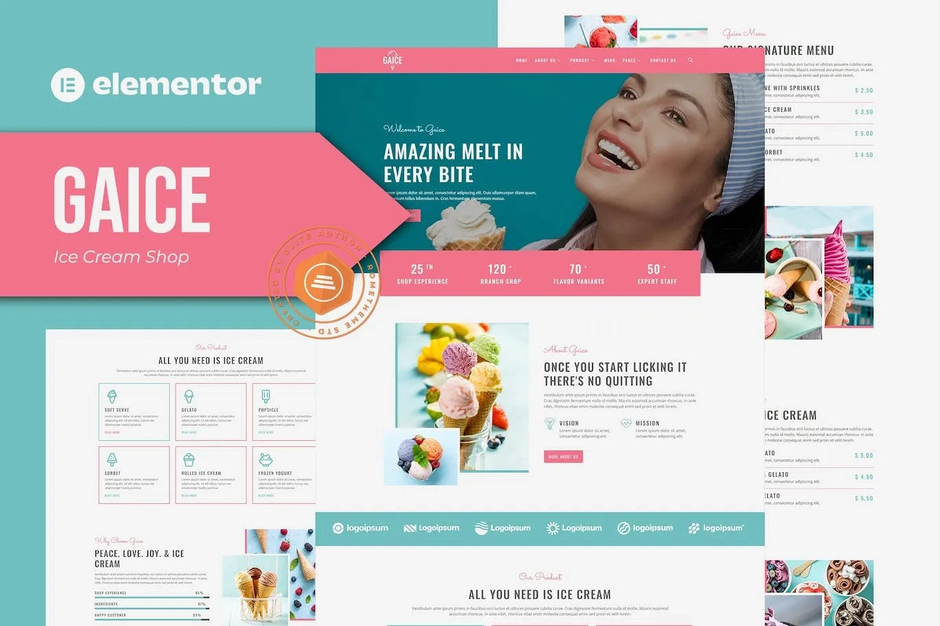Gaice – Ice Cream Shop Elementor Template