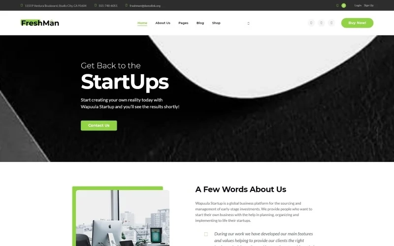 Freshmen – Startup Company WordPress Elementor Theme WordPress Theme