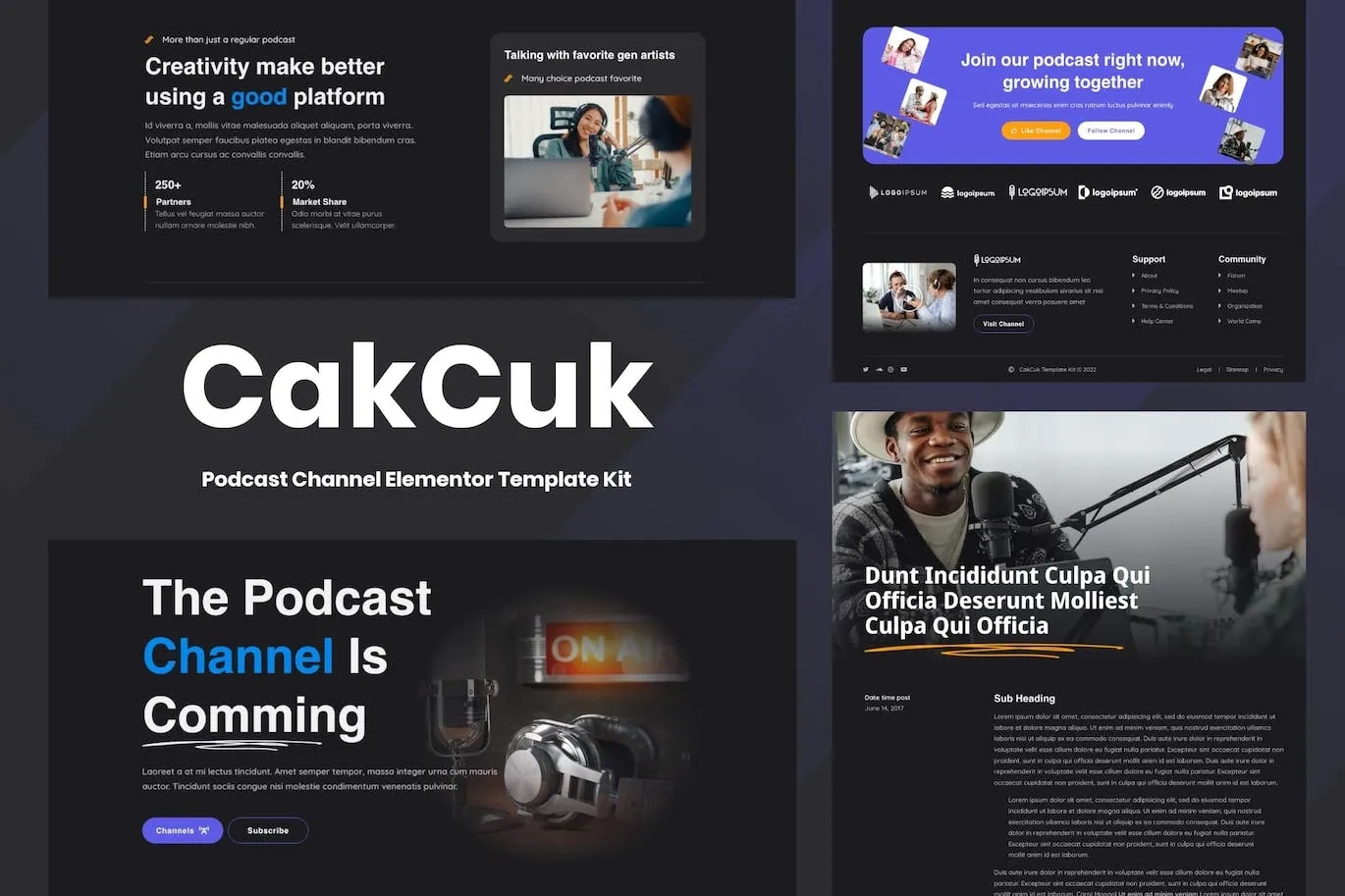 CakCuk – Podcast Channel Elementor Template
