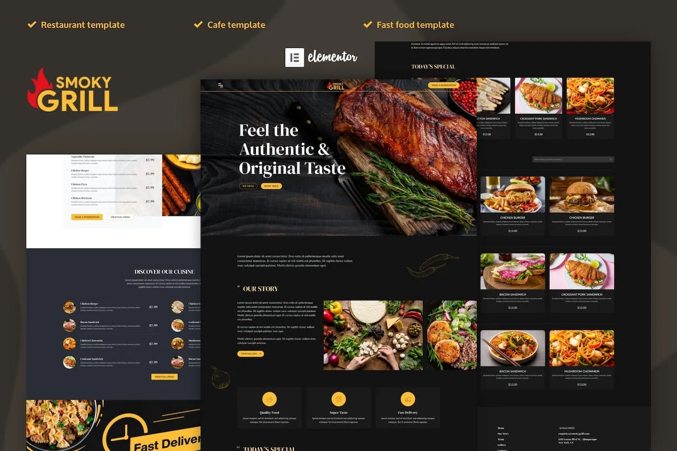 Smoky Grill – Restaurant & Cafe Elementor Pro Template