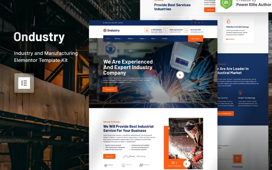 Ondustry – Industry & Manufacturing Elementor Template
