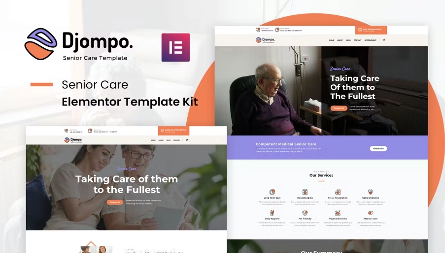 Djompo  – Senior Care Elementor Template Kit