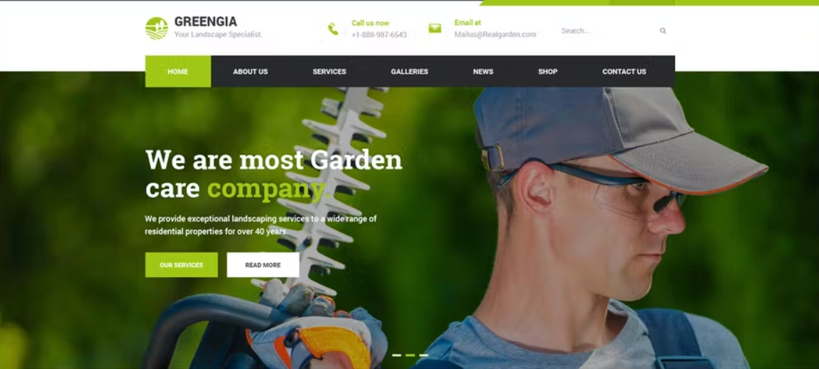 Greengia – Gardening Landscaping WordPress Theme