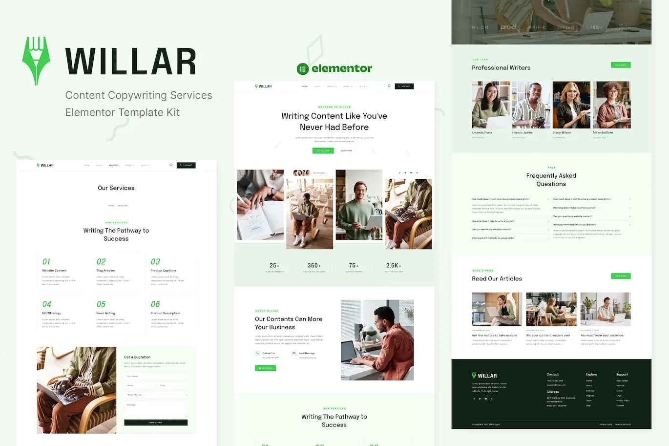 Willar – Content Copywriting Services Elementor Template