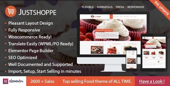 Elementor Cake Bakery WordPress Theme – Justshoppe