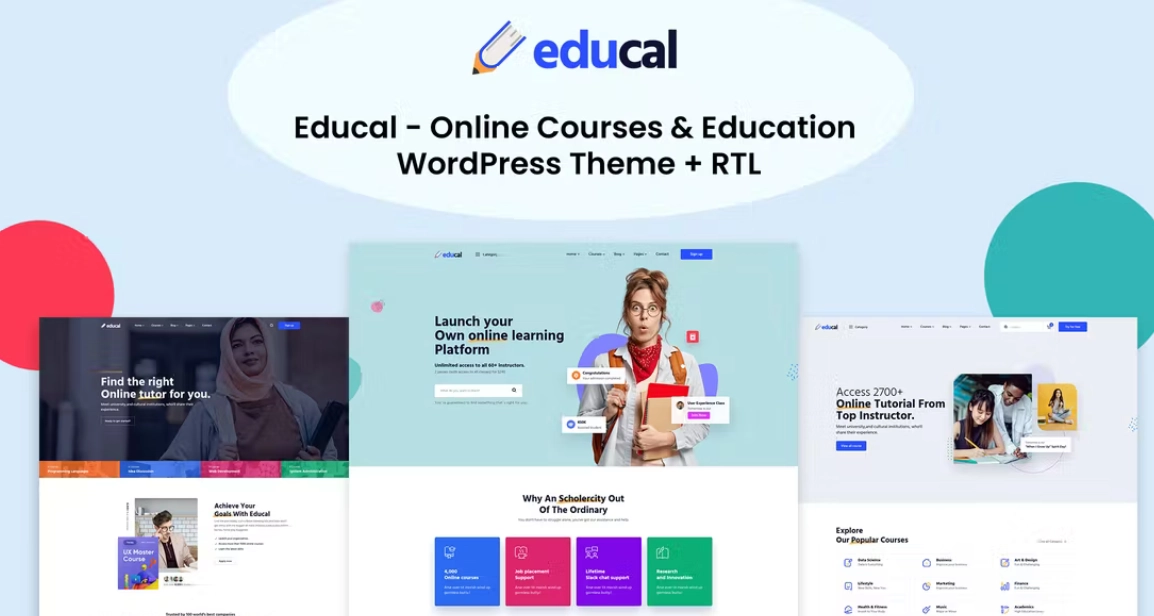 Educal – Online Courses & Education WordPress Theme + RTL