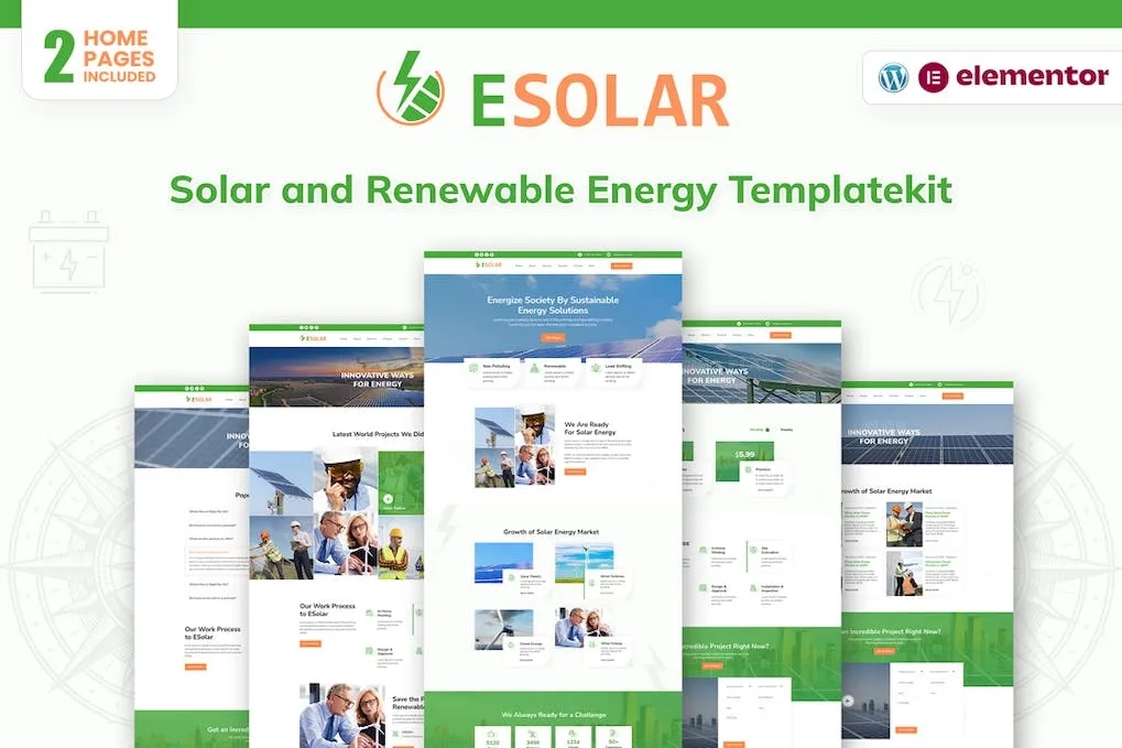 ESolar – Wind & Solar Power Services Elementor Template