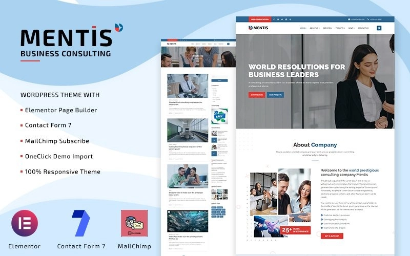 Mentis – Business Consulting WordPress Elementor Theme WordPress Theme