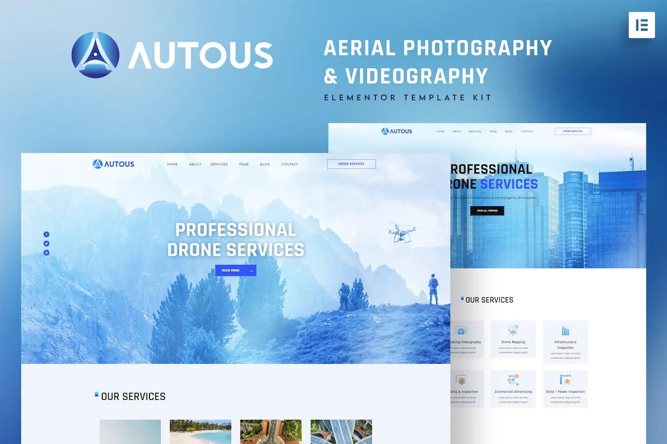 Autous – Aerial Photography & Videography Elementor Template