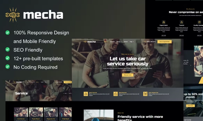 Mecha – Car Repair & Auto Service Elementor Template