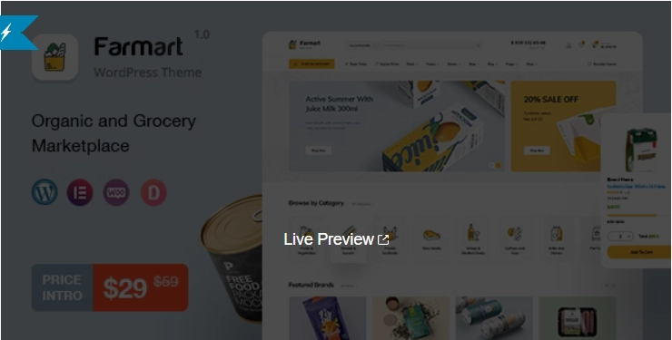 Farmart – Organic & Grocery Marketplace WordPress Theme