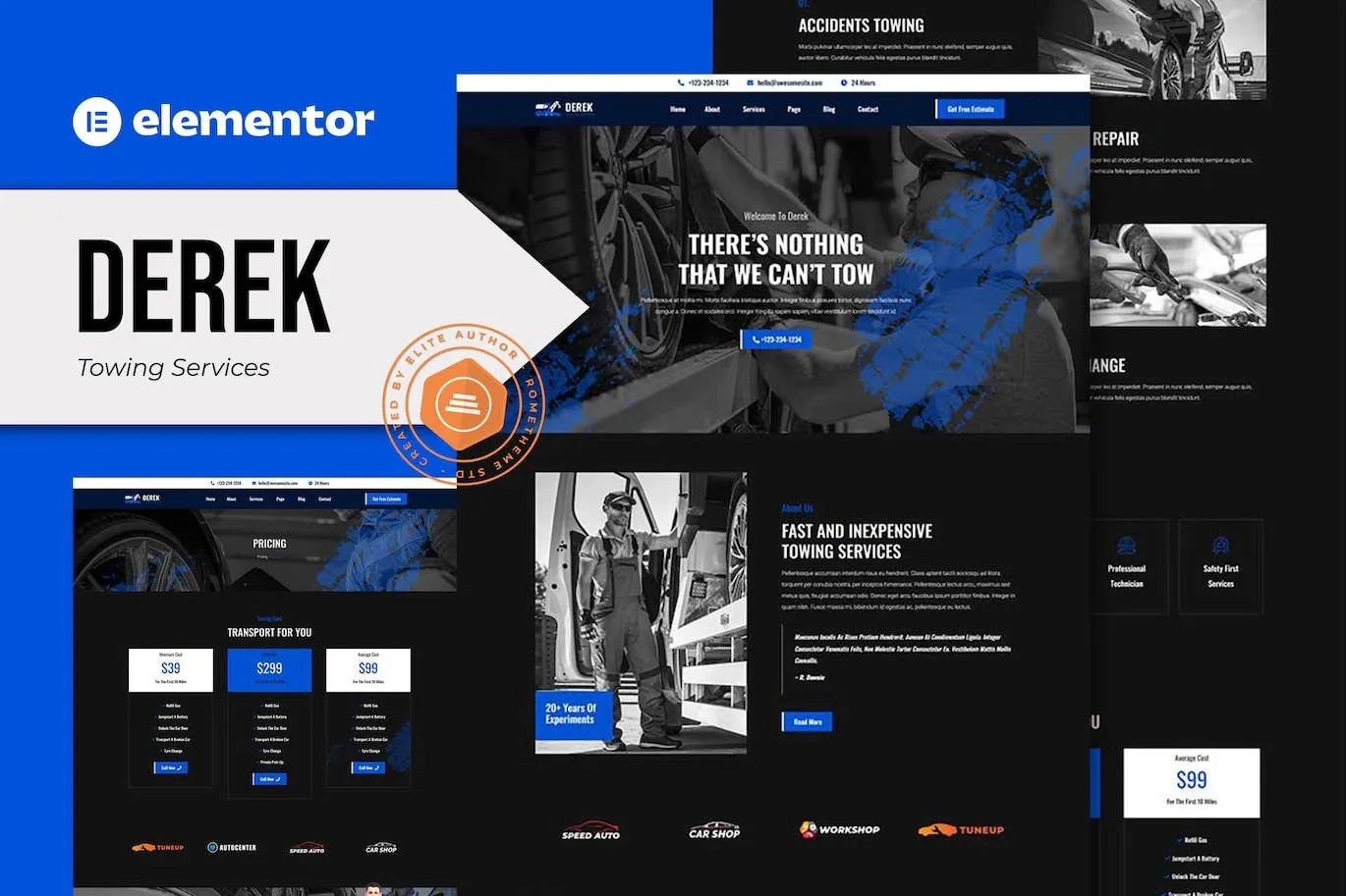 Derek – Towing Services Elementor Pro Template
