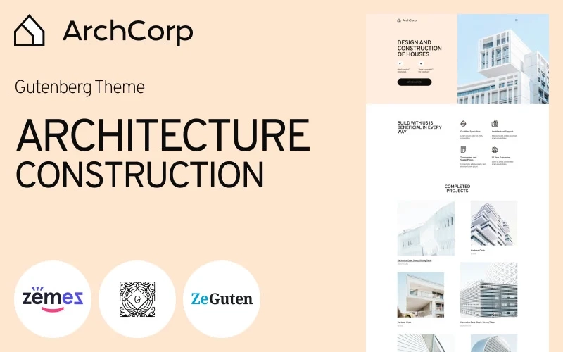 ArchCorp – Architecture Construction Template for Gutenberg WordPress Theme
