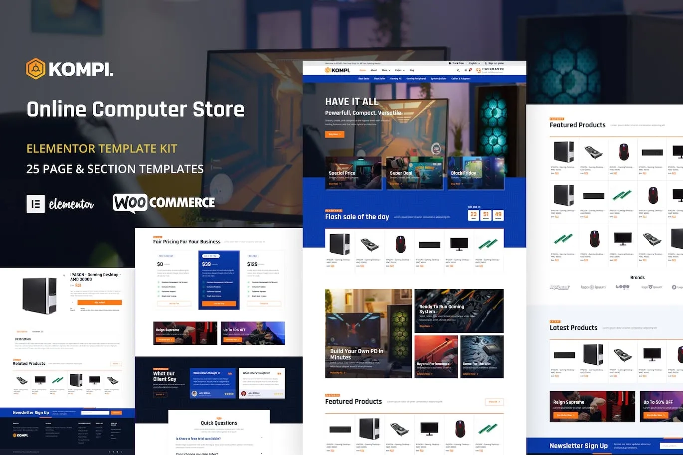 Kompi – Computer Store WordPress Elementor Template