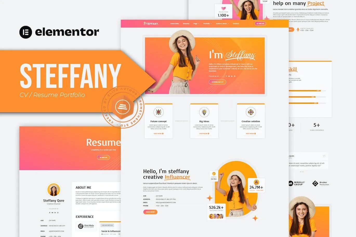 Steffany – CV Resume Elementor Pro Template