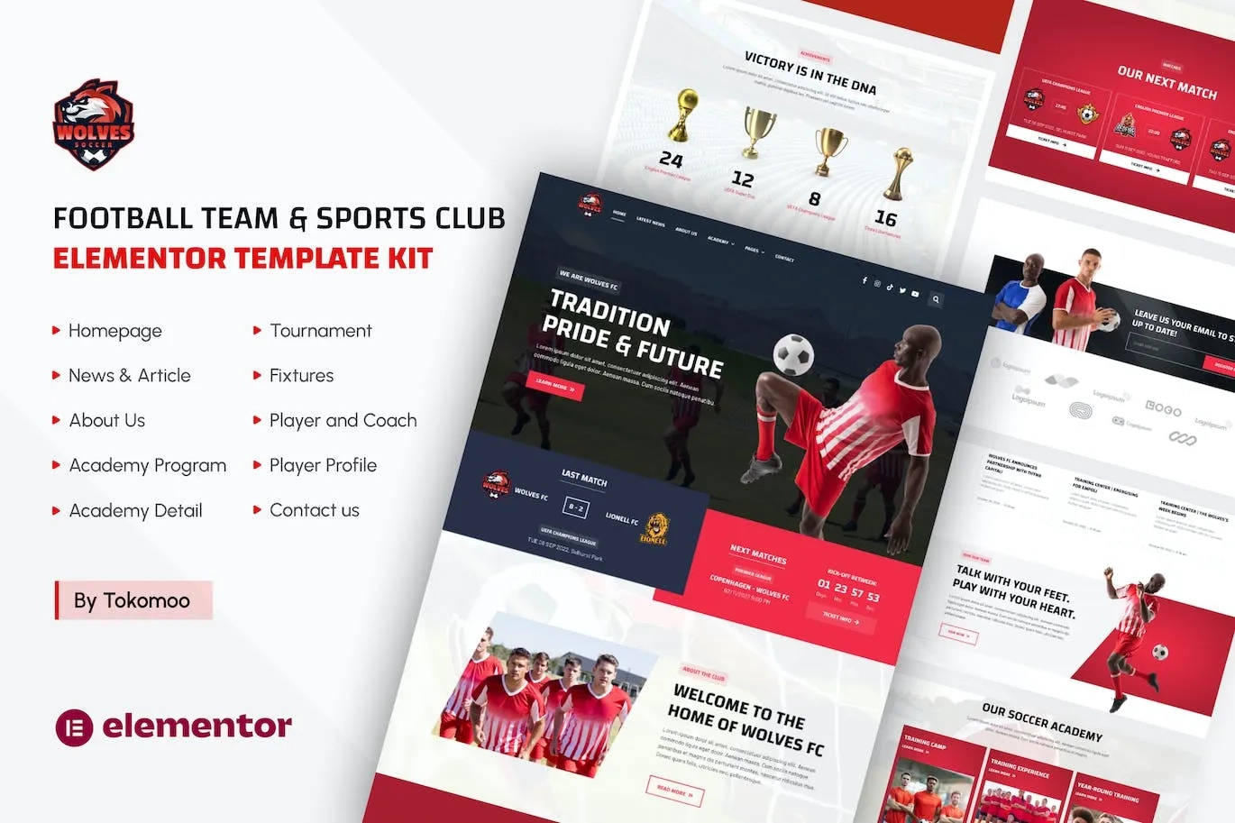 Wolves – Football Team & Sports Club Elementor Pro Template