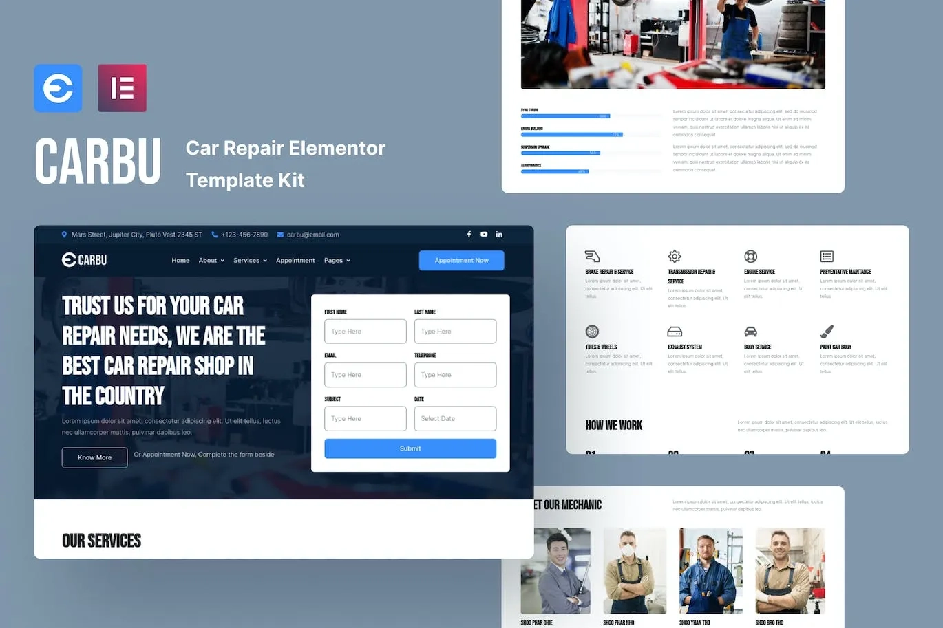 Carbu – Car Repair Elementor Template