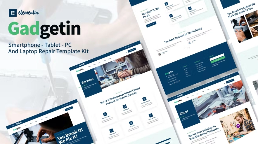 Gadgetin – Smartphone & Computer Repair Elementor Template