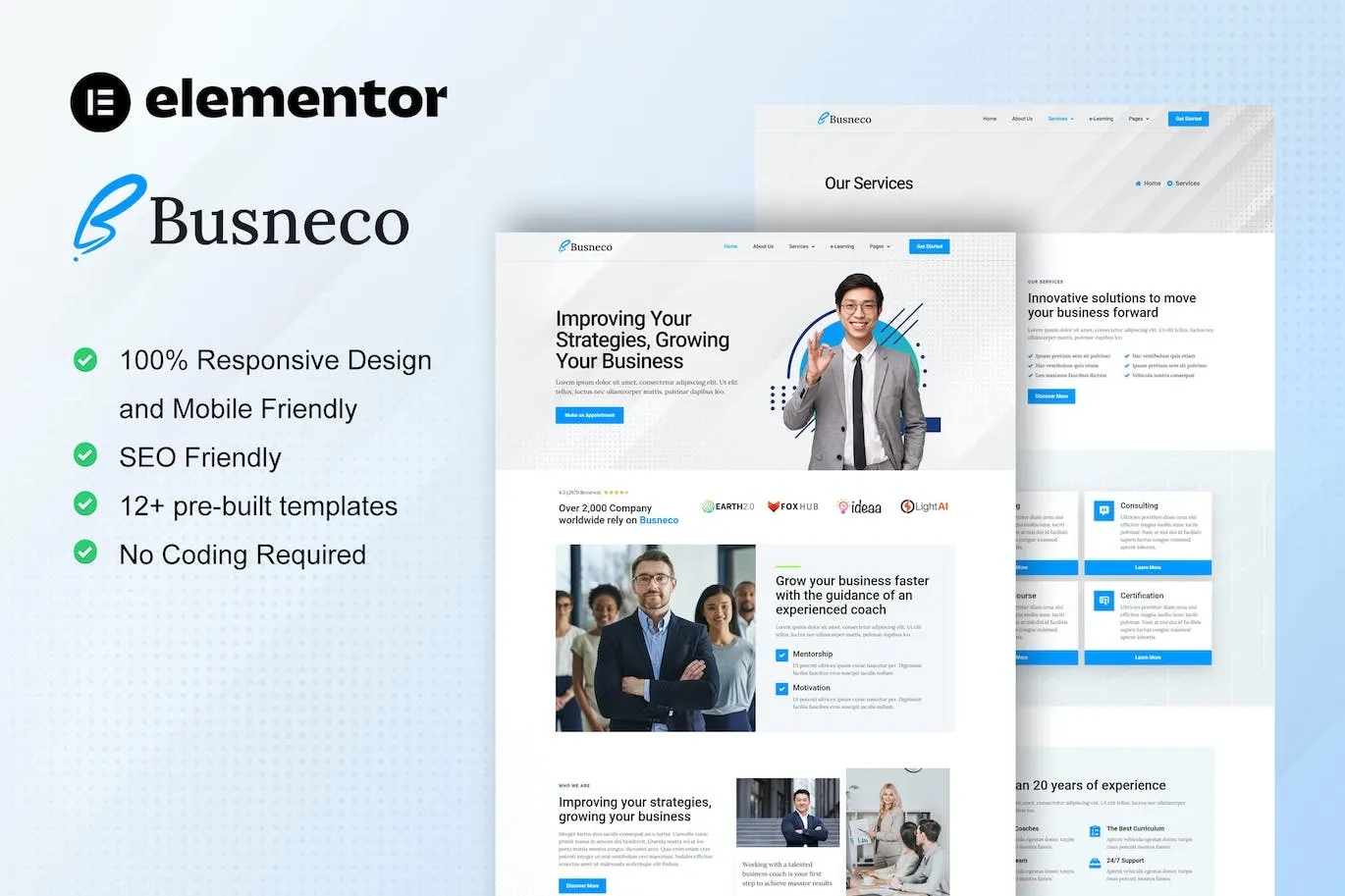 Busneco – Business Coach & Consulting Elementor Template