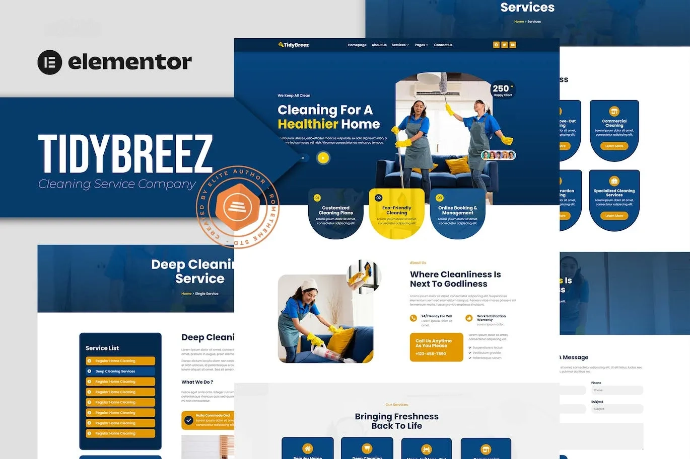 Tidybreez – Cleaning Service Company Elementor Template