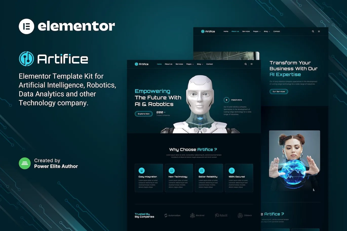 Artifice – AI & Robotics Elementor Template