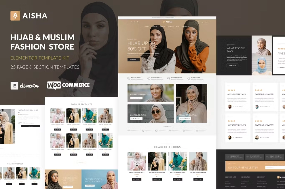 Aisha – Hijab & Muslim Wear Store Elementor Template
