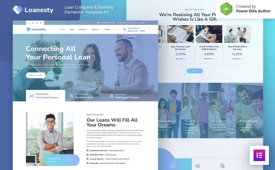 Loanesty – Loan Company & Banking Elementor Template