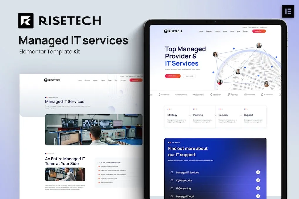 Risetech – Managed IT Services Elementor Template