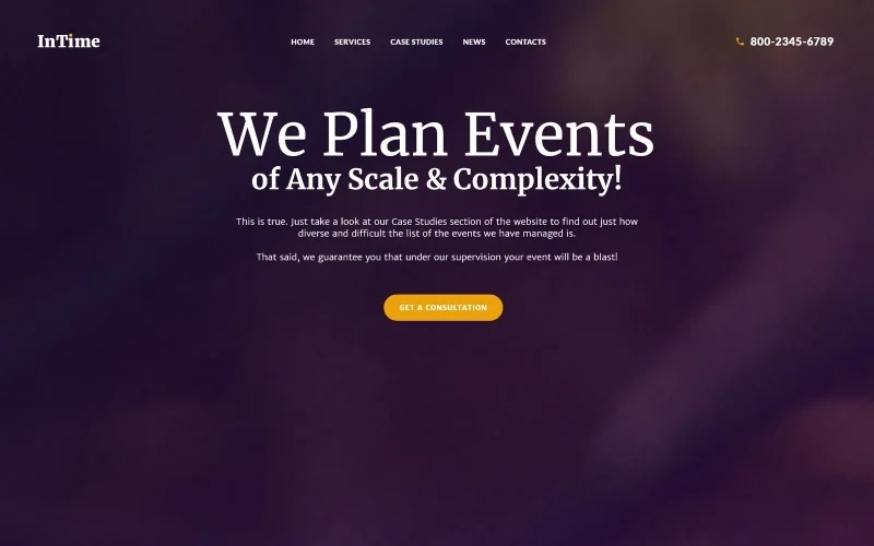 InTime – Events Management Company WordPress Theme