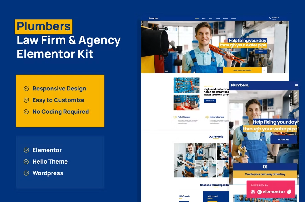 Plumber – Company & Business Elementor Pro Template