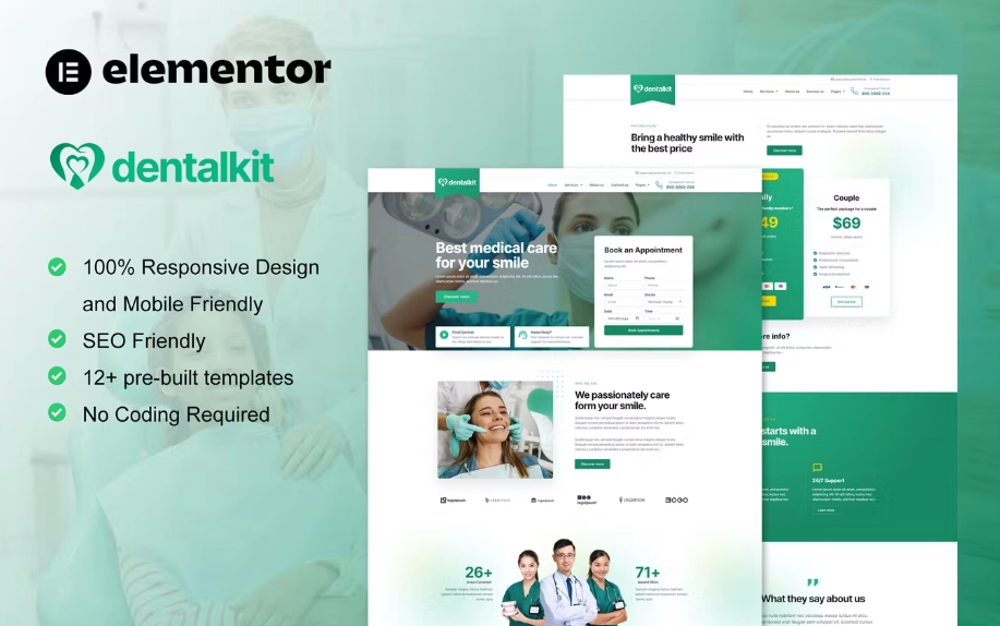 Dentalkit – Dentist & Medical Service Elementor Template