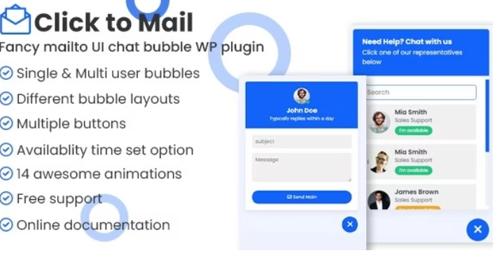 Click to mail - Fancy Mailto UI chat bubbles plugin