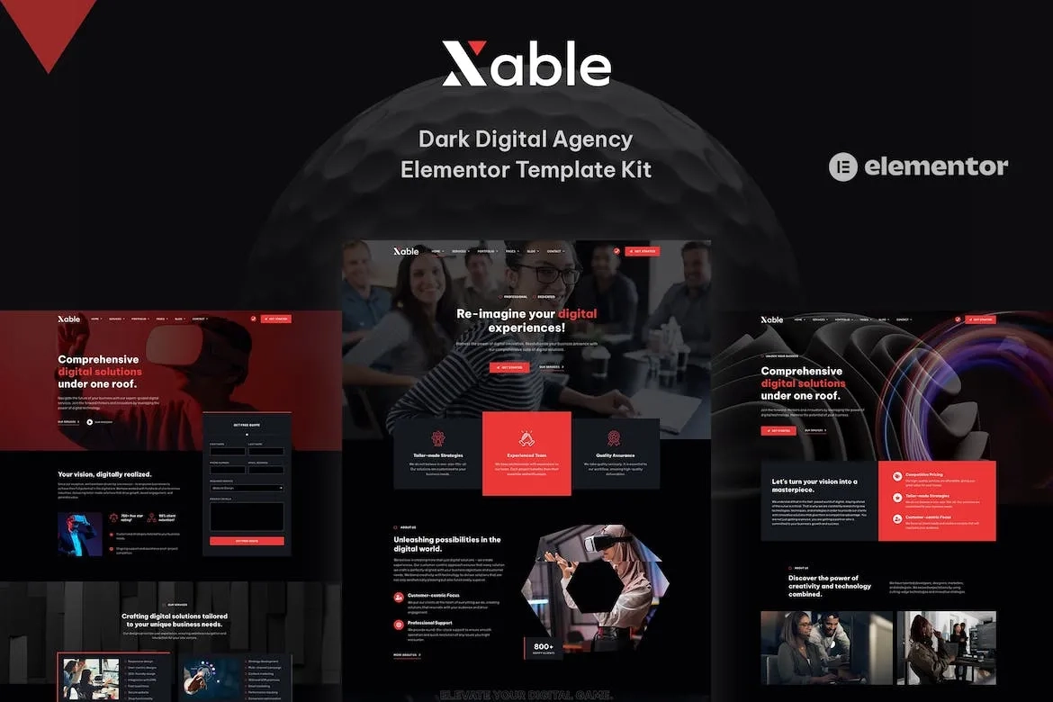 Xable – Dark Digital Agency Elementor Pro Template