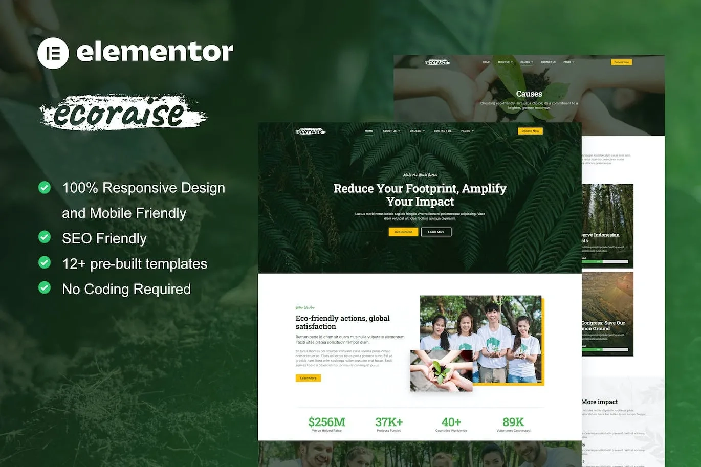 EcoRaise – Environmental Charity & Nonprofit Elementor Template