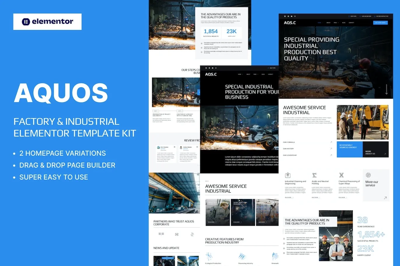 Aquos – Factory & Industrial Elementor Pro Template