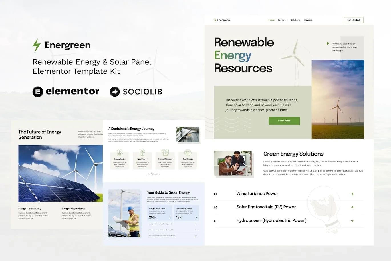 Energreen – Renewable Energy & Solar Panel Elementor Template