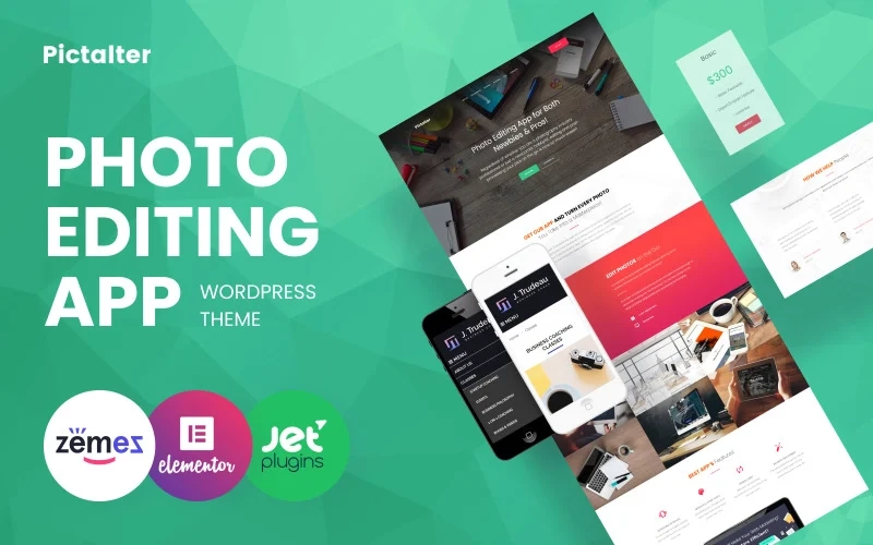Pictalter – Photo Editing App Landing Page Template WordPress Theme