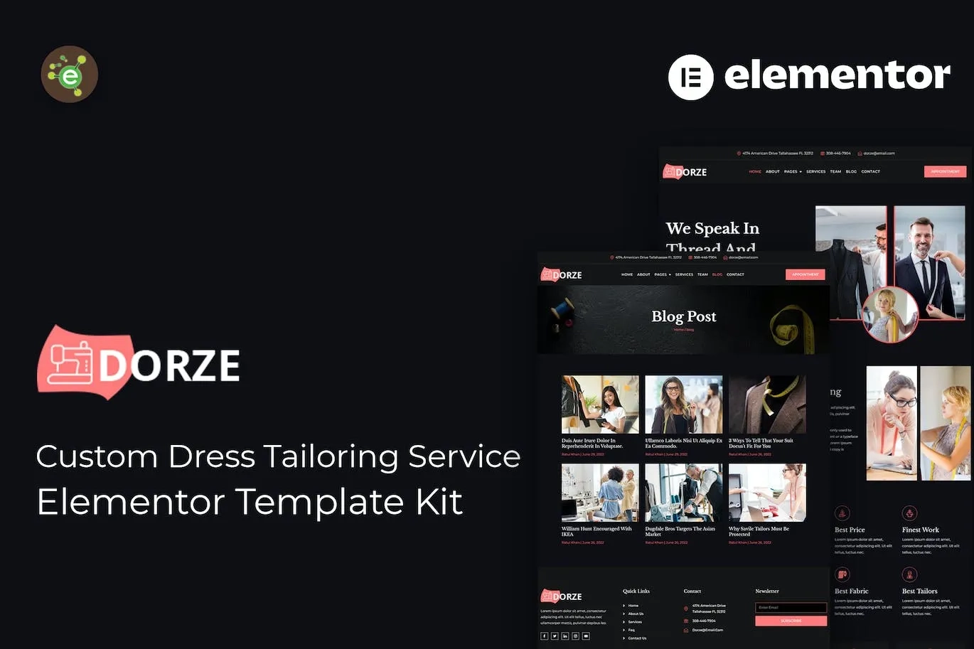 Dorze – Custom Dress Tailoring Service Elementor Pro Template