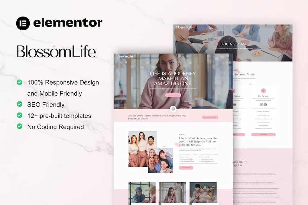 BlossomLife – Woman Life Coach & Consulting Elementor Template