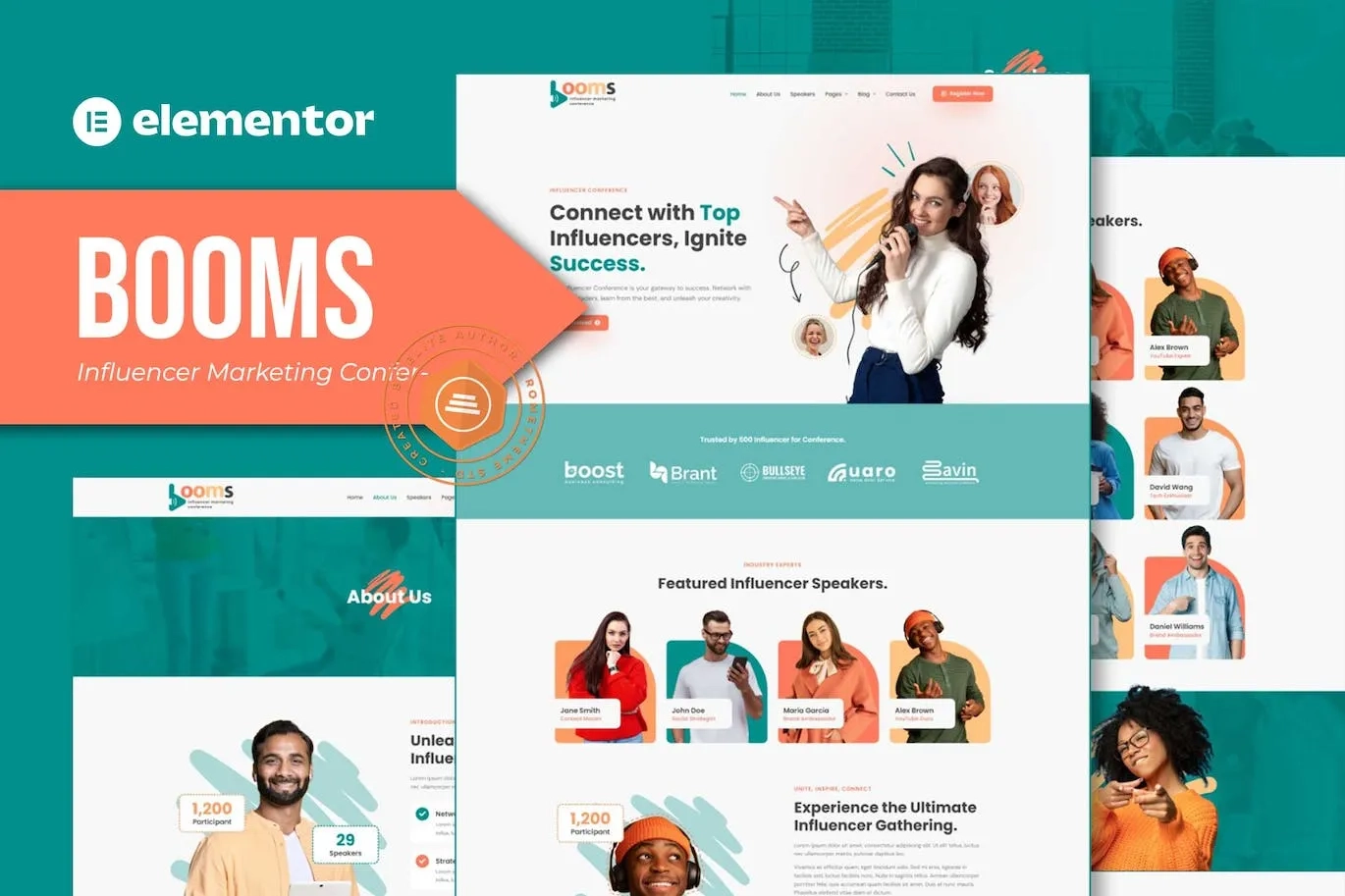 Booms – Influencer Marketing Conference Elementor Template