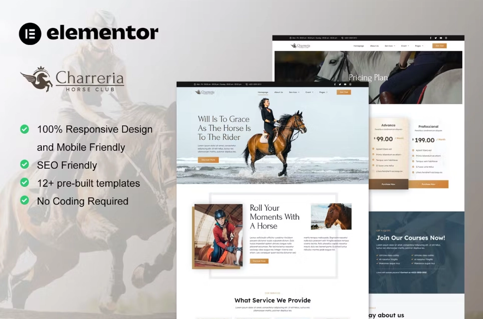 Charreria – Horse Riding Club Elementor Template