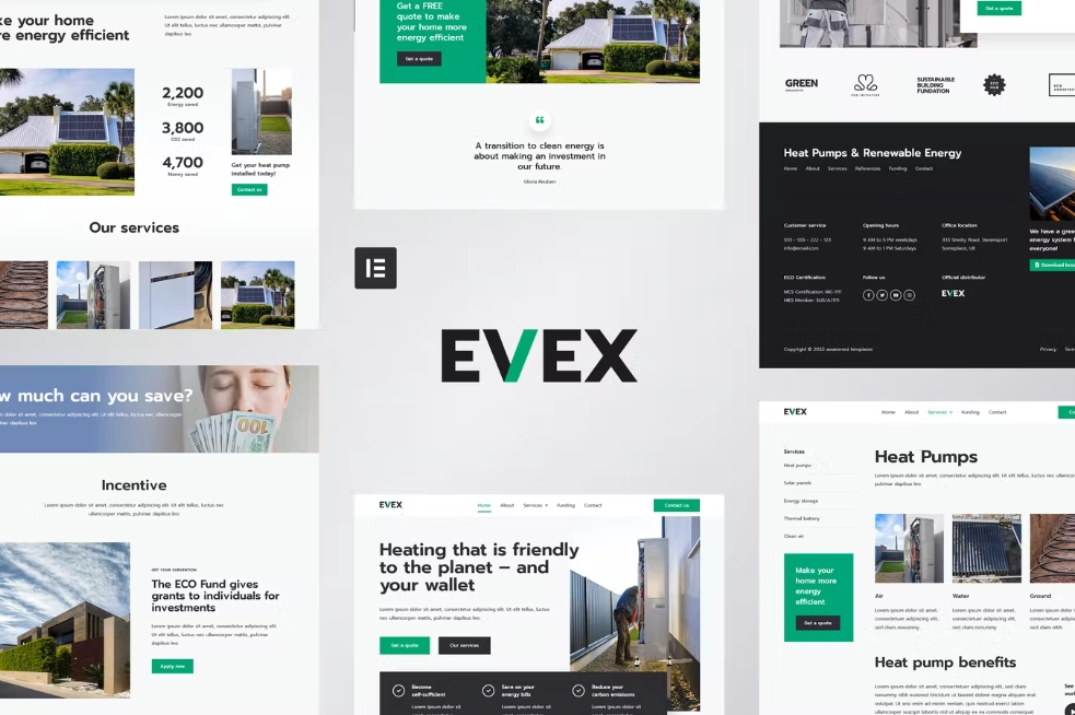 Evex – Heat Pumps & Renewable Energy Elementor Template