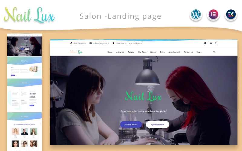 Nail Lux – Manicure Salon Landing page WordPress Theme