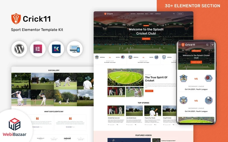 Crick11 – Sports Clubs & Events WordPress Elementor Theme WordPress Theme