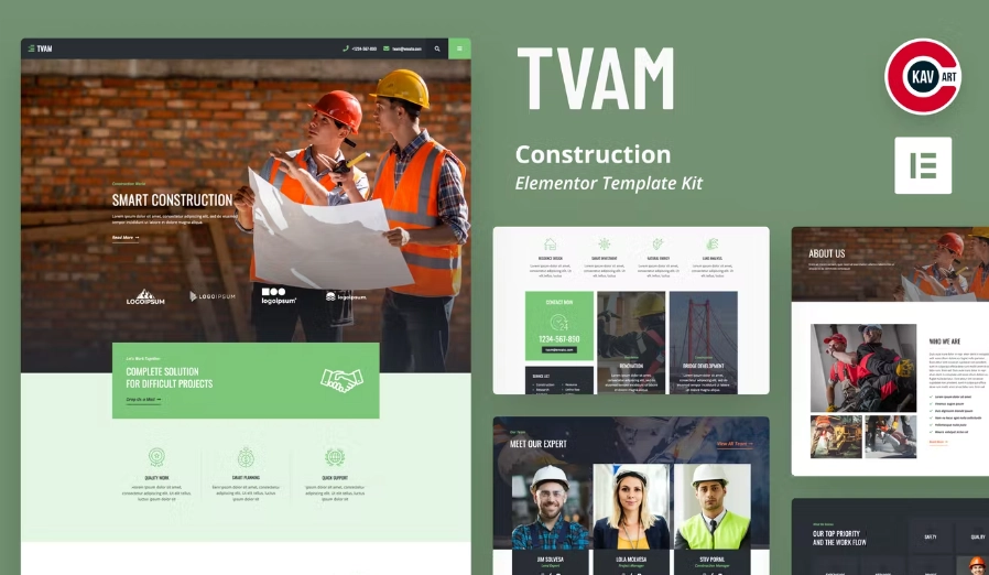 Tvam – Construction Elementor Template