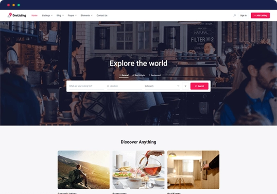 Directorist OneListing – Minimal WordPress Directory Theme