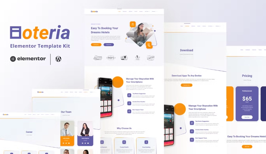 Hoteria – Hotel Service Elementor Template